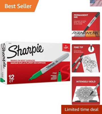 Creative Essentials: 12 Green Fine Point Permanent Markers - Robust and Reliable