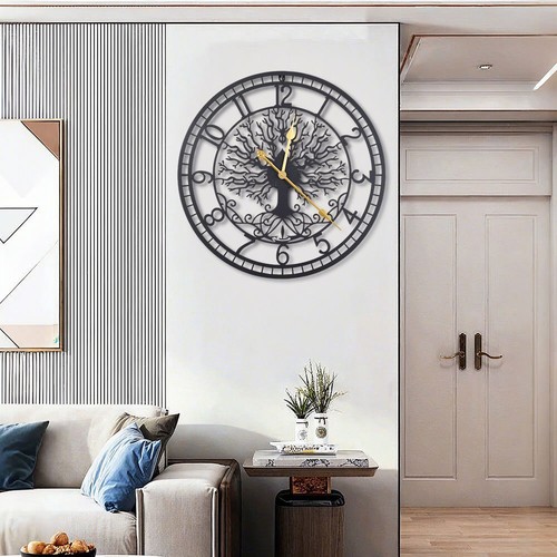 60cm Extra Large Arabic Numerals Wall Clock Giant Open Face Round Tree ...