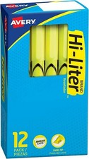 HI-LITER R Pen Style Fluorescent Highlighters Fl. Yellow Chisel Tip Bulk - 12EA