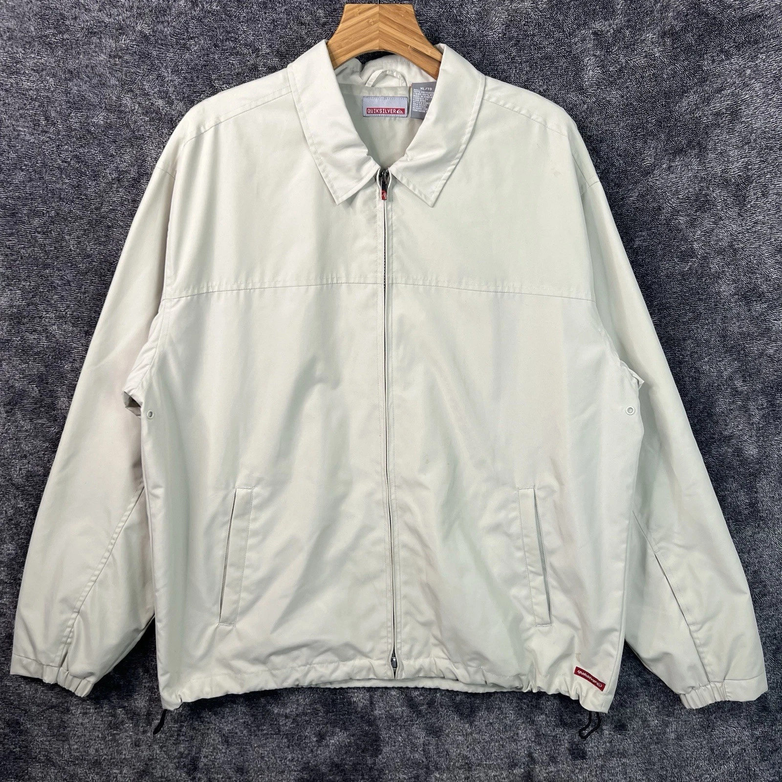 Giacca Coaches Vintage Y2K Quiksilver Uomo Taglia XL Grigio Panna Beige Zip Up