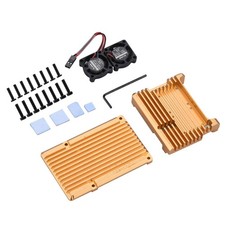 Metal Armor Case Shell Box W/ Dual Fan Heatsink For Raspberry Pi 4 Model B 4B V