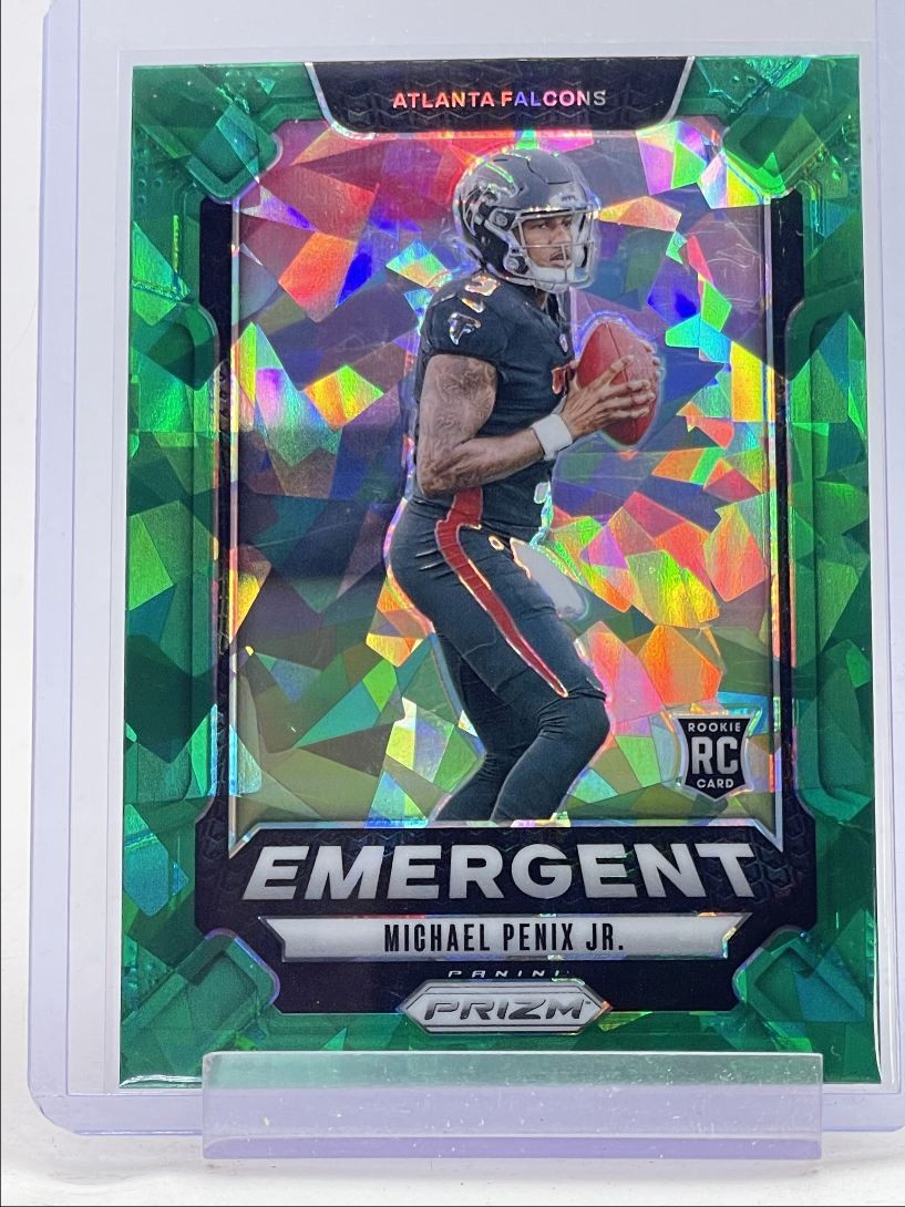 MICHAEL PENIX JR. 2024 PANINI PRIZM EMERGENT ROOKIE GREEN ICE RC Q6177