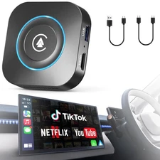 Wireless CarPlay Adapter 2025 AI Box, Upgraded CarPlay & Android Auto, Built-...