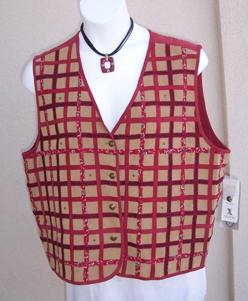 Stonebridge Western NUEVO Chaleco Tencel Imitación Gamuza Top Talla Grande 2x REGALO DE NAVIDAD Bronceado Foto 2 de 4
