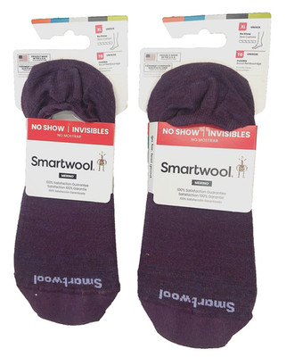 Lot of 2 Pairs SmartWool Invisibles No Show Zero Cushion Socks Purple Violet XL