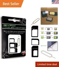 Nano to Micro SIM Card Converter Kit with Eject Tool - Reversible Design