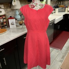 Tahari Arthur S. Levine Dress Women's Size 10 Coral Pink Linen Blend Classic