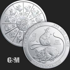 1 oz Year of the Rat Silver Round
