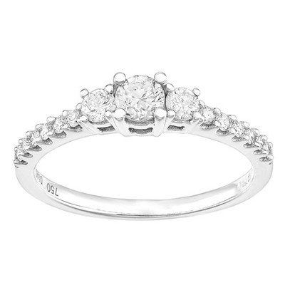 18kt Weißgold Jewelco London 0,35ct Diamant erhöhter graduierter Trilogiering