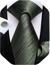 Mens Solid Color Tie and Pocket Square Set Woven Silk Plain Necktie  Handkerchi