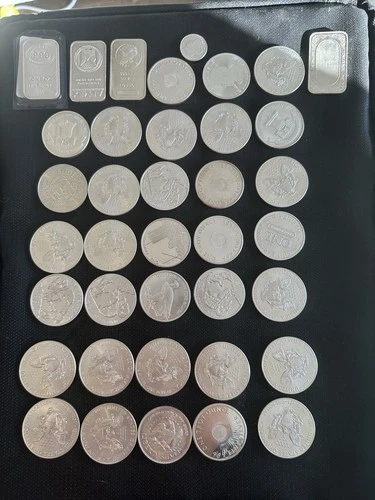 Silver Bullion Round .999 And bars .999 pure Bulk 10 Oz random coins