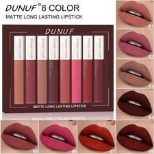 8pc Matte Lip Gloss Set Waterproof Long Lasting Non Transfer Nude Red