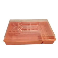 Vintage Large Pink Sewing Notion Plastic Box with Clear Lid 13.75"x8.5" READ