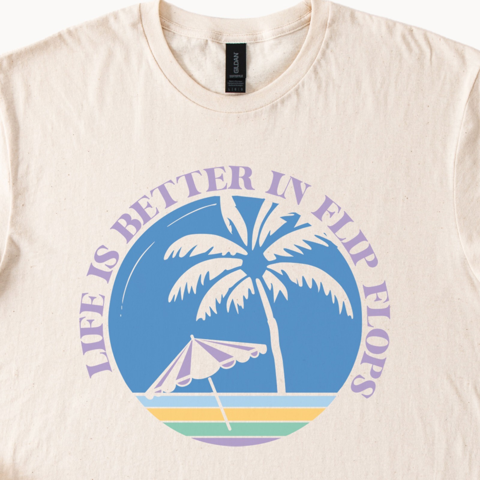 Life Is Better In Flip Flops Palm Tree Beach Graphic Tee Summer Shirt Gift image 2