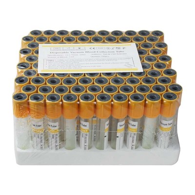 100*Yellow Gel Clot Activator Blood Collection Tubes Sterile Glass Lab brand-new