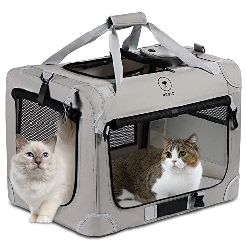 Portable Folding Dog Soft Crate Cat Carrier with 4 Lockable Wheels