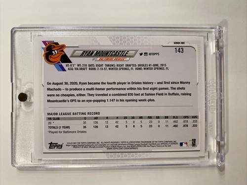 Ryan Mountcastle RC 2021 Topps Series 1 Baltimore Orioles Gold Cup Rookie Card - Bild 2 von 12