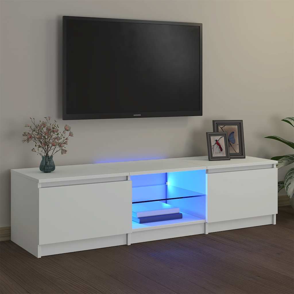 Meuble TV LED vidaXL avec rangements multimédias blanc brillant