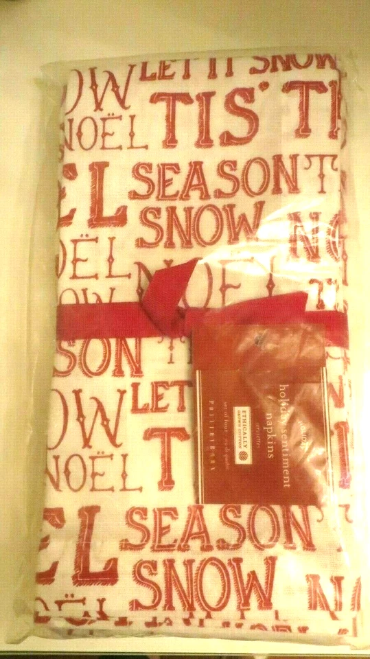 Pottery barn holiday Napkin Christmas Disney NOEL party gift vintage Set 4 , - Image 4 of 4