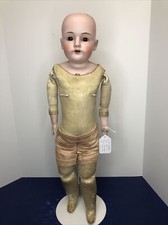 27” Antique German Kestner 154 DEP 14 Bisque Doll Leather Body bisque arms #L