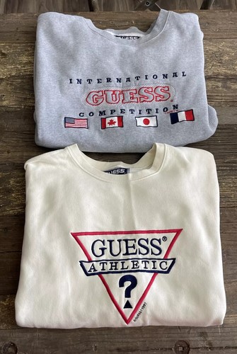 2 VTG 90s GUESS JEANS Logo Sweatshirts 