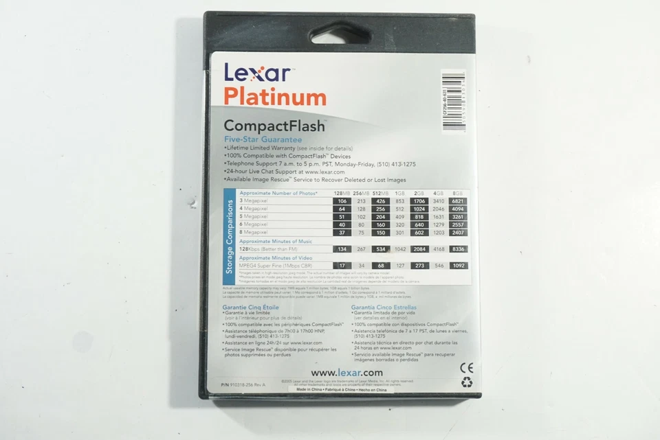 Lexar Platinum Compact Flash 256MB 40X Speed Memory Card, Free 2-3 Day Ship!!!  - Image 3 of 4