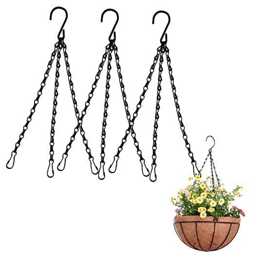 3 Pack16 inches Black Hanging Basket Chain,Flower Pot Basket Chains 3 Point
