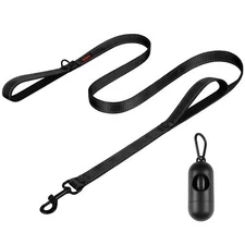 Heavy Duty Double Handle Dog Leash 6FT Reflective for Medium to Large Dogs