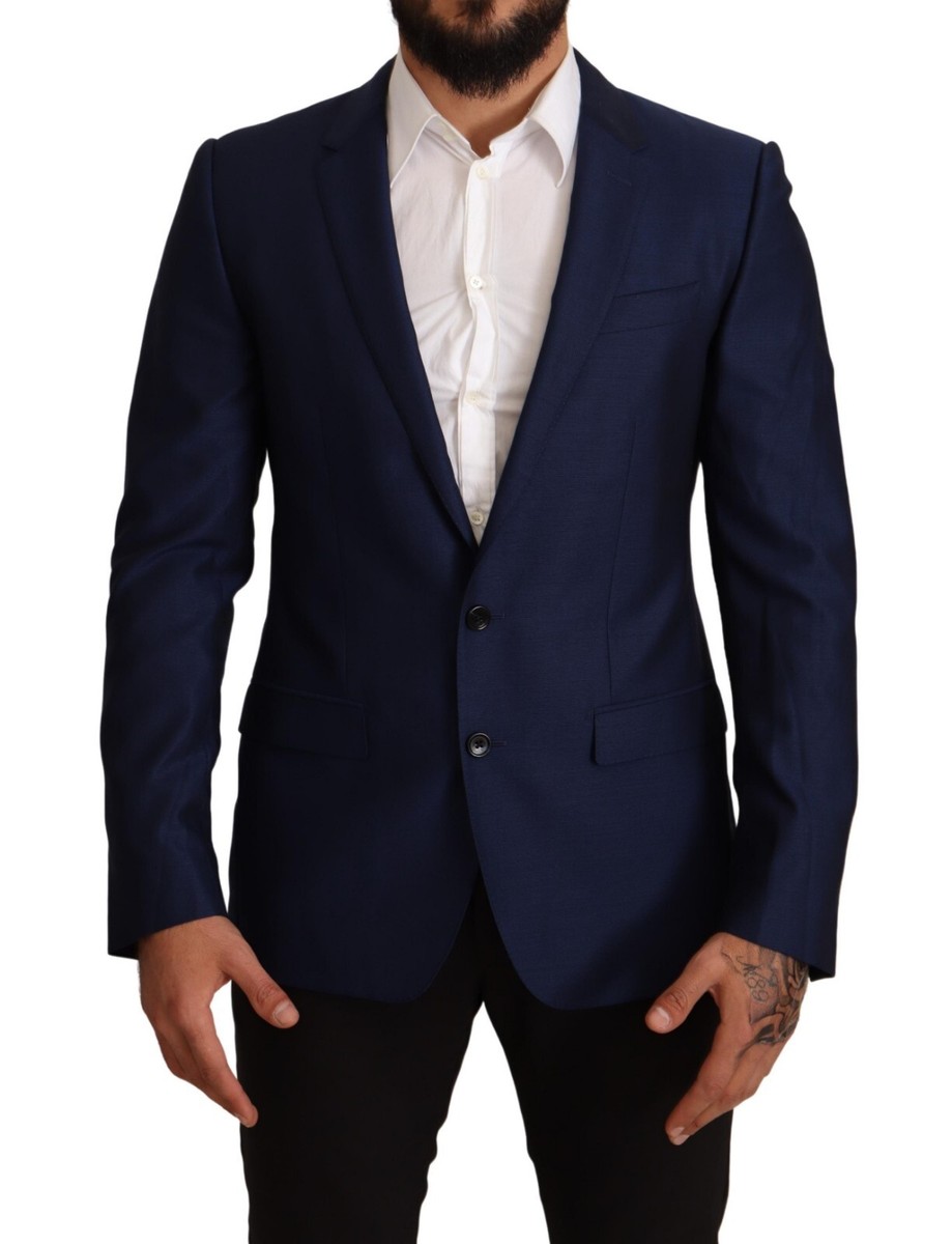 DOLCE&GABBANA MARTINI ピークドラペル 1B スーツ 48 DOLCE & GABBANA Blazer MARTINI Navy Blue Slim Fit Jacket IT48