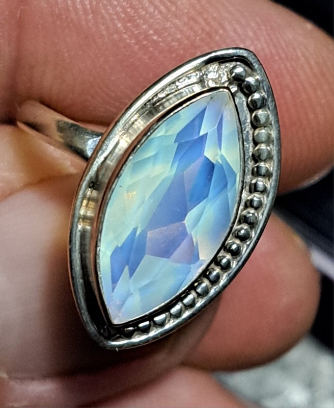 AMAZING 5.00 CT Natural Fire Opalite 925 Solid Sterling Silver Ring Size 6.5 L2