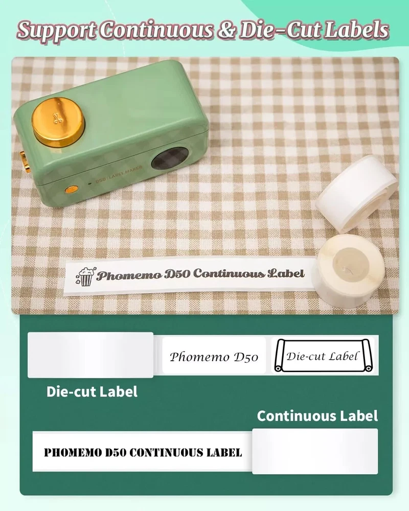 Large Portable Label Maker Machine with Tape D50 for 3/5" to 9/10" Tape