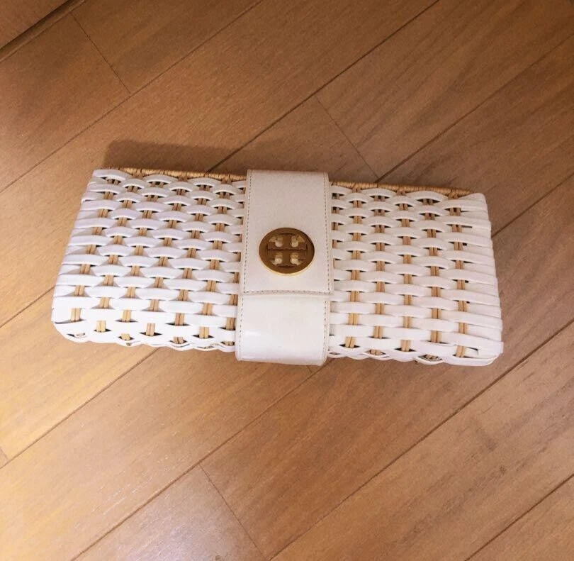 Tory burch top rattan clutch