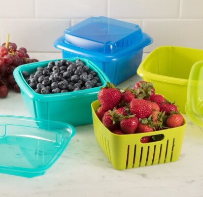 Hutzler Berry Box Container, 2 pints. Included: Colander, Serving Container, Lid