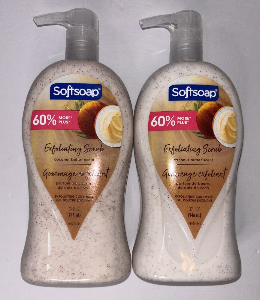 Softsoap Exfoliating Body Wash, Coconut Butter 32 fl oz Lot Of 2