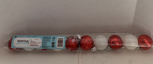 Martha Stewart Living 10 Piece Shatter-Resistant Red & White Ornament NOS - Picture 1 of 3