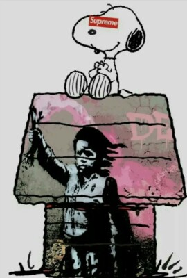 【DEATH NYC】Snoopy＆Banksy DEATH NYC ltd ed signed LG framed art print 45x32cm banksy migrant