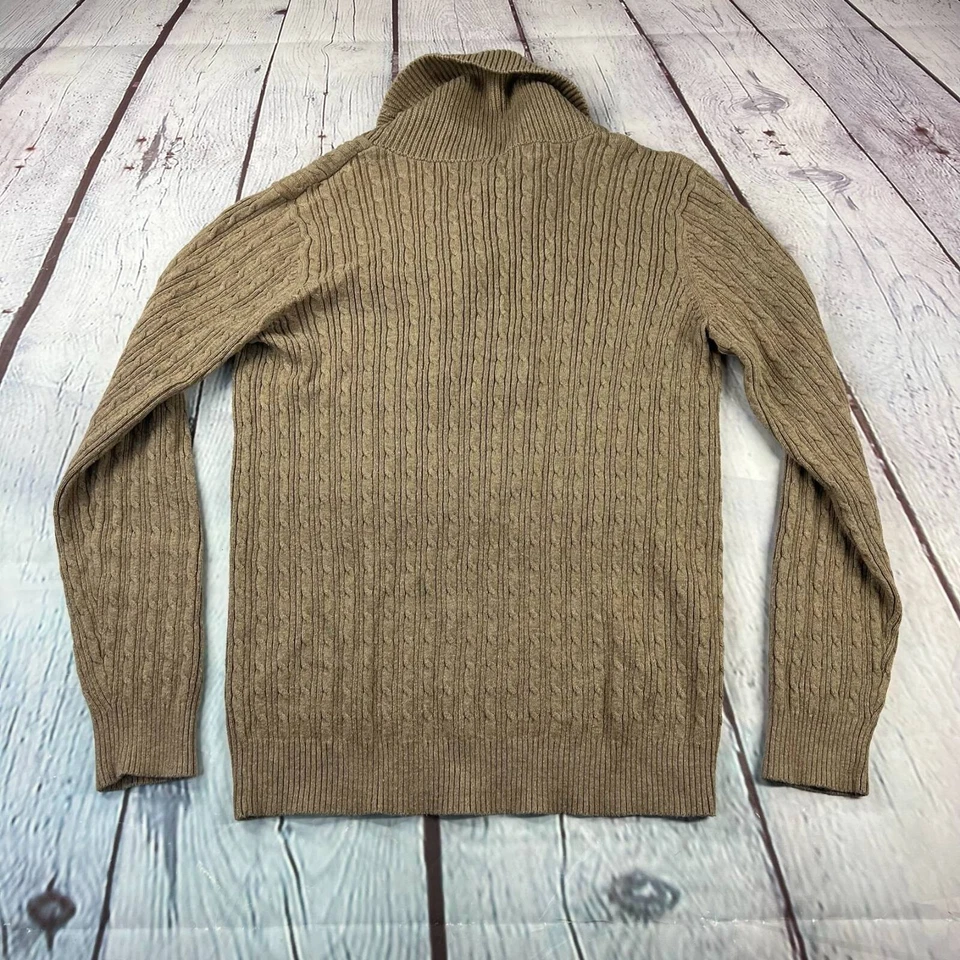 Suéter Pullover Karen Scott Mujer Tostado Manga Larga Mantón Cuello Cable Tejido S Foto 2 de 4