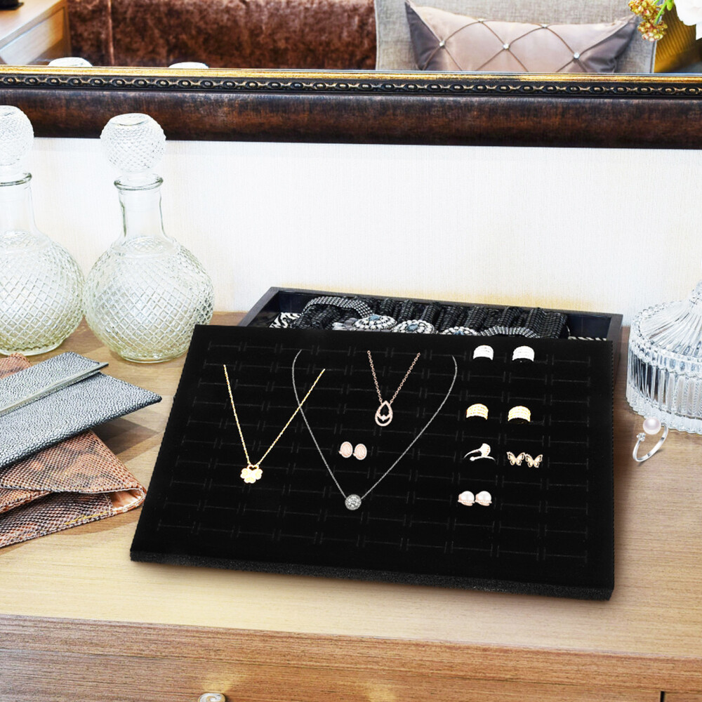 3 Pcs Board Jewelry Box Pad Black Sponge Liner Storage Tray Travel