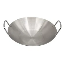 Stainless Steel Wok 10 Inch/ 26cm Round Bottom Dual- Handled Heavy Wok Tradit...
