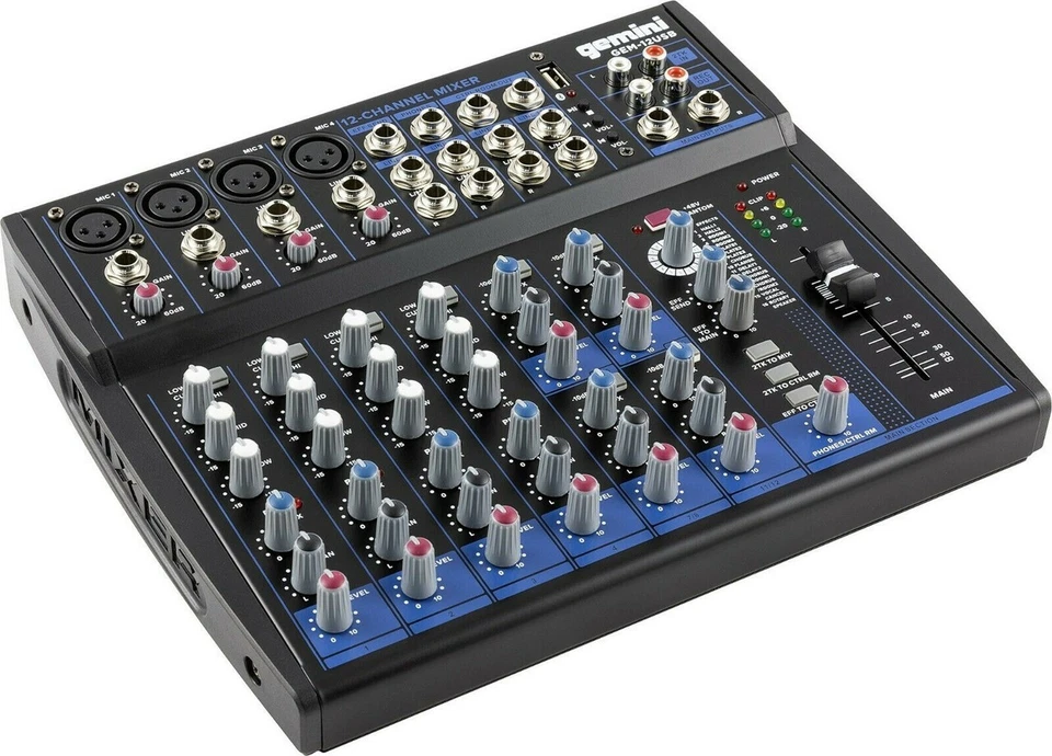 Gemini GEM-12USB 12CHANNEL BLUETOOTH Podcasting Live Sound MIXER,w/ USB playback - Image 2 of 3