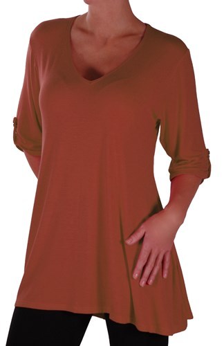 Womens Fashion 3/4 Sleeve V Neck Plain Long Casual Plus Size Blouse Tunic Top - Picture 32 of 40