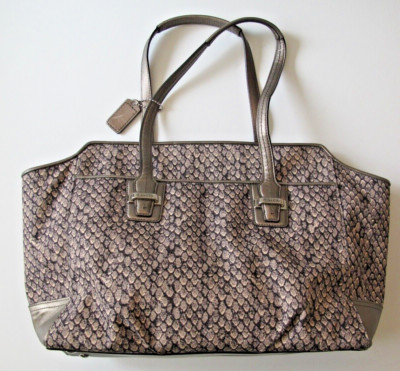 Coach Handbag Purse Taylor F26034 Satchel Pewter Gray Black Leather Tote