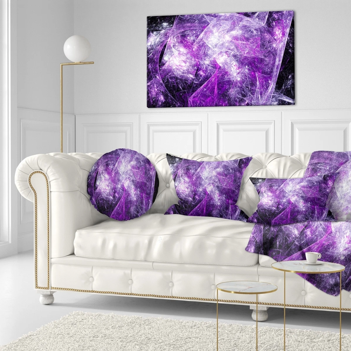 Designart Mystic Purple Fractal Abstract Throw Pillow eBay