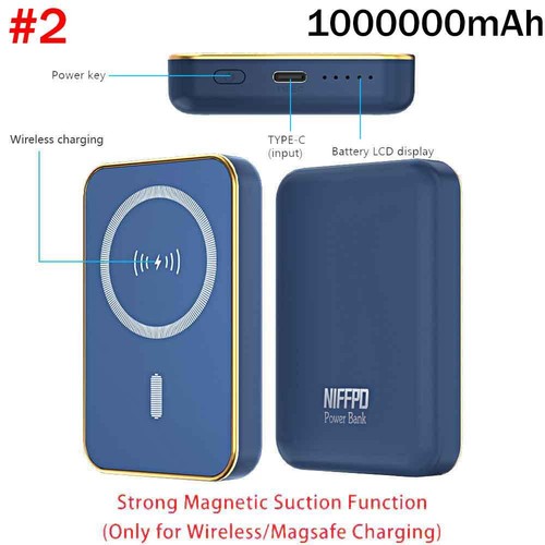 1000000mAh Magnetic Mini Power Bank Backup Fast Portable Charger Fr iPhone 15 14 - Picture 25 of 68