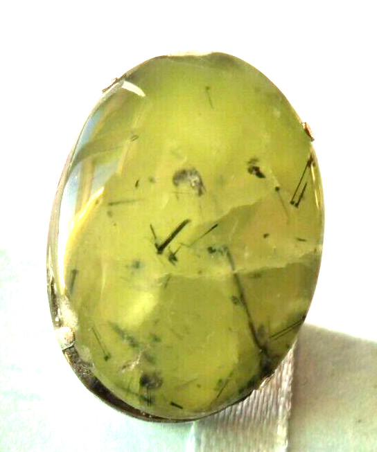 Bague prehnite verte biseautée bijou bohème chic réglable en argent massif