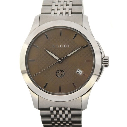 Gucci G Timeless Quartz Silver x Brown 
