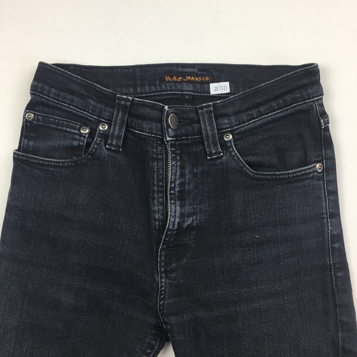 Nudie Jeans Co High Kai Black Black Wash W26 L34 Dark Denim  