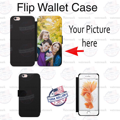 Customized Personal Photo Wallet Flip Phone Case Cover For iPhone Samsung 