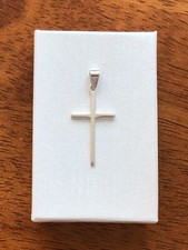 925 Sterling Silver Small Plain Cross Pendant Mens Womens 26mm 1.02" /33mm 1.3" 