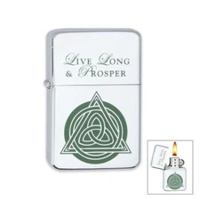 Celtic Live Long & Prosper Lighter - Refillable - Wind-Proof - Irish - Gift Tin